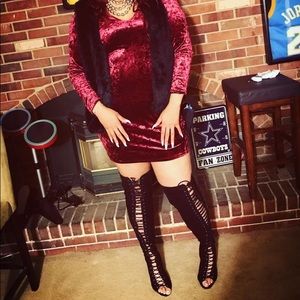 Black Zipup Thigh High Boot! SZ 12 WIDE!